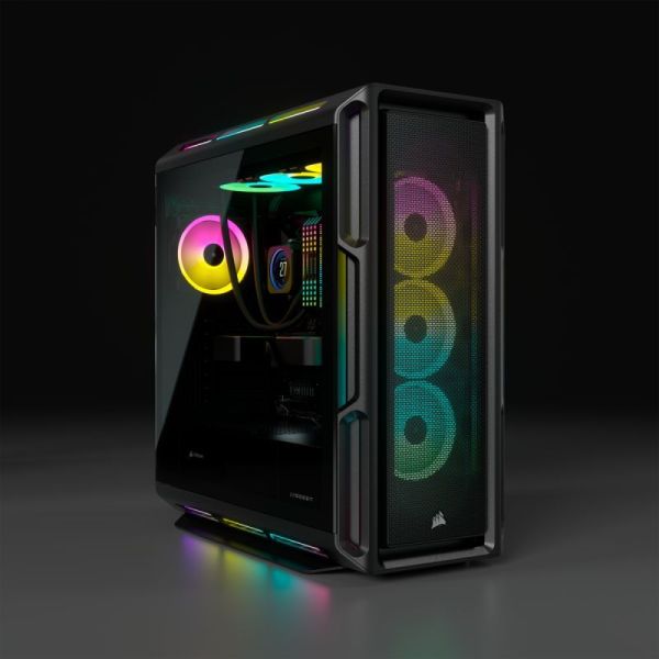 Corsair Boîtier Moyen-Tour connecté en Verre trempé iCUE 5000T RGB, Noir