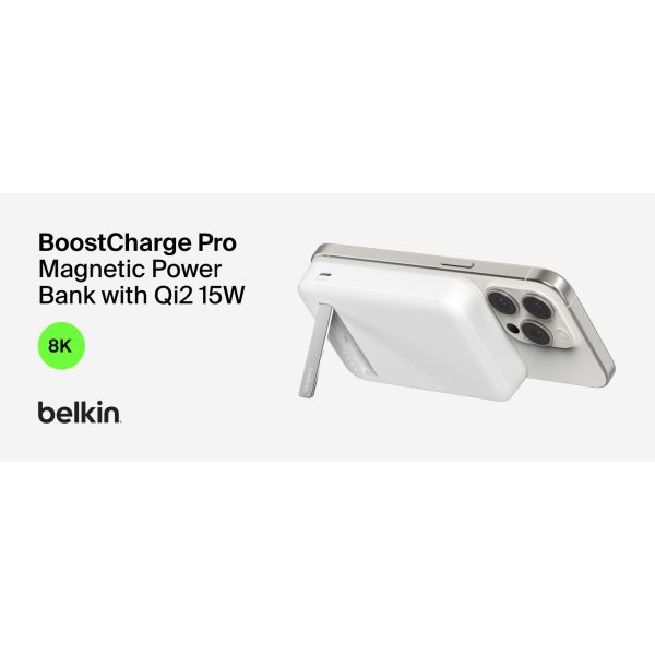Belkin BoostCharge | Batterie externe sans fil magnétique 8K avec Qi2 + support - Noir
