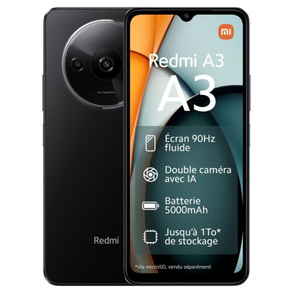 Redmi A3 4/128 Go (Noir)