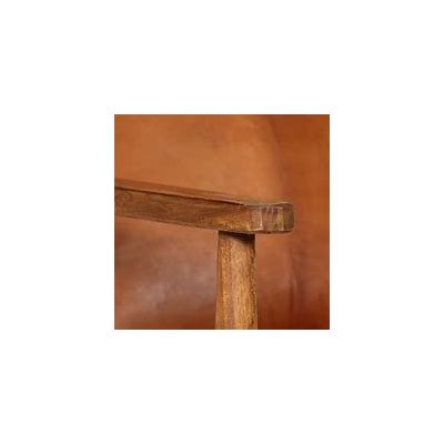 vidaXL Armchair with Footstool Brown Real Leather and Canvas