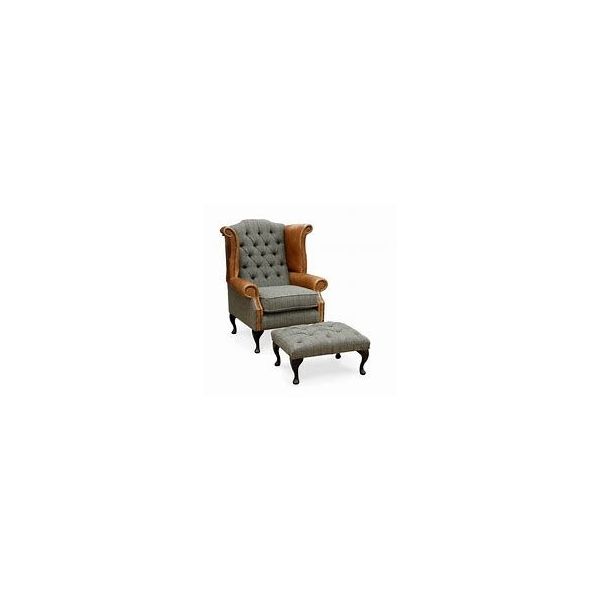 vidaXL Wingback Chair with Footrest Brown Canvas