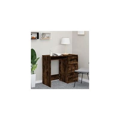 vidaXL Desk Smoked Oak 149x149x75 cm Engineered Wood