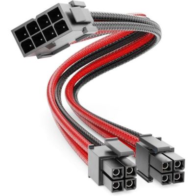 eps/atx 4+4 broches - 2 x 750 mm - rouge/noir