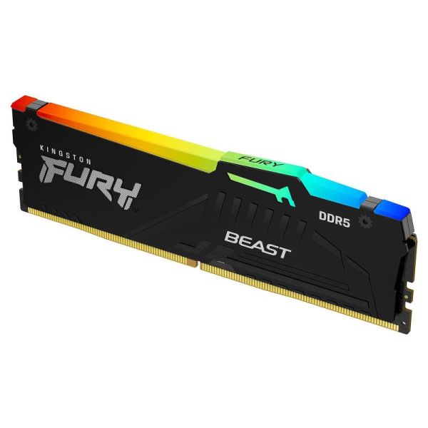 kingston fury beast noir rgb 32go 5600mt/s ddr5 cl40 dimm mémoire pour pc de gamer module simple intel xmp -