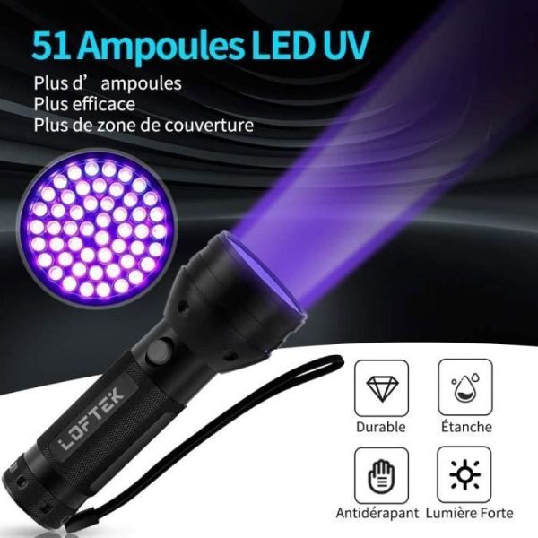 51 led lampe torche uv de
