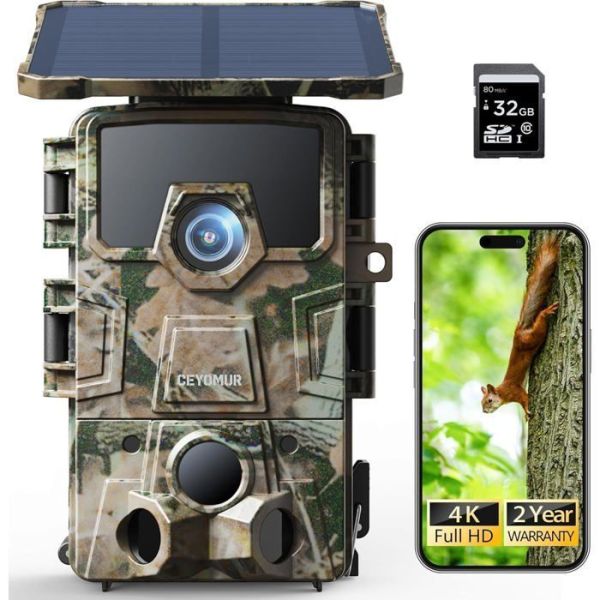 caméra solaire 4k 32g, camé