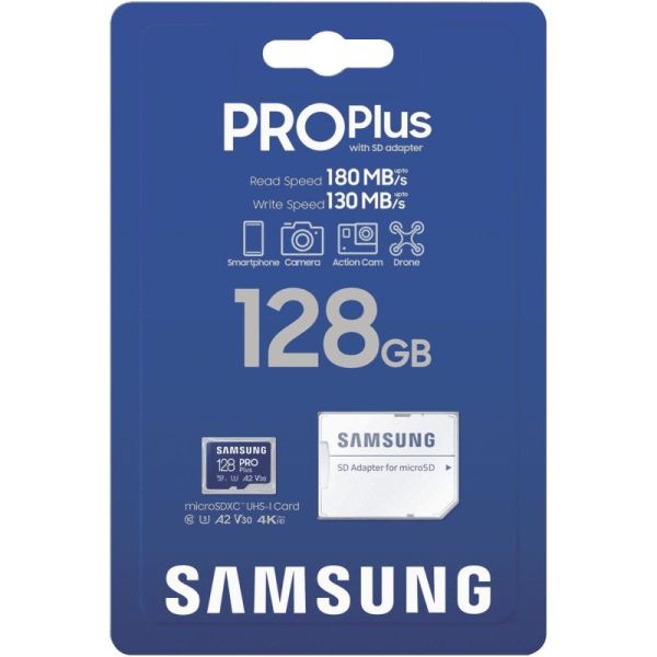 samsung pro plus mb-md128sa - carte mémoire micro sdxc - 128 go - bleu
