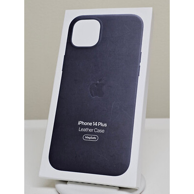 iphone 14 plus leather case midnight
