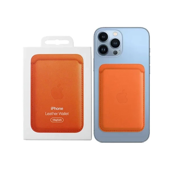 iphone leather wallet orange