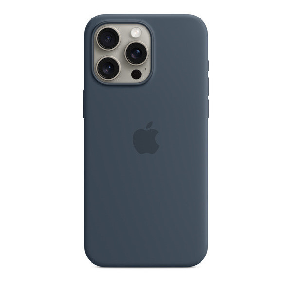 iphone 15 pro max silicone case storm blue