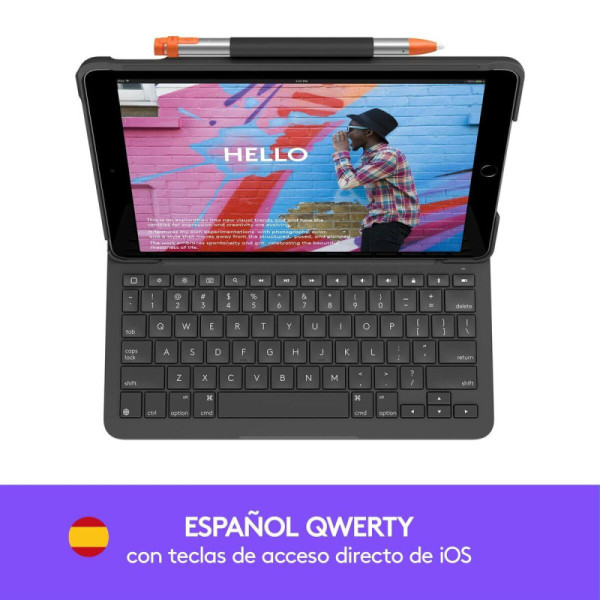 slim folio  ipad  7th, 8th and 9th qwerty espagnol