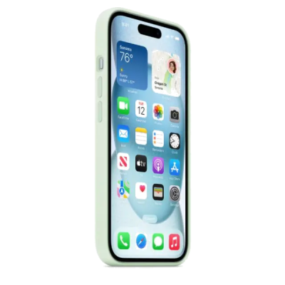 iphone 15 silicone case soft mint
