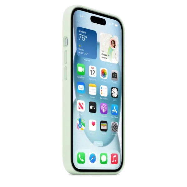 iphone 15 silicone case soft mint