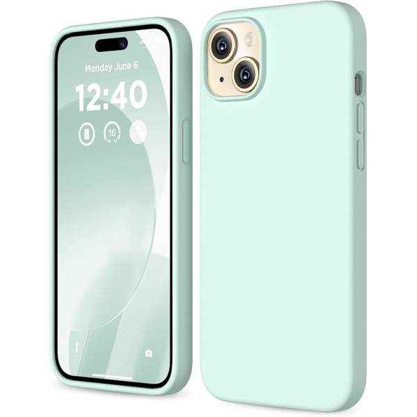 iphone 15 plus silicone case soft mint