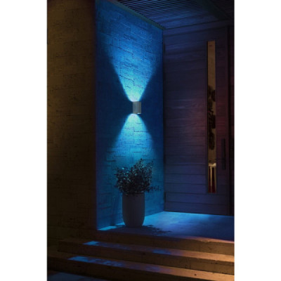 Applique murale d'extérieur connectée RESONATE - 2x8W - Inox - White & Color Ambiance