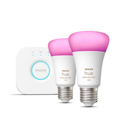 Kit de démarrage - 2 ampoules 10.5W A60 E27 - Pont de connexion - White & Color Ambiance