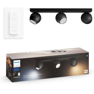 White Ambiance BUCKRAM Spot barre tube 3x5.5W - Noir (télécommande incluse)