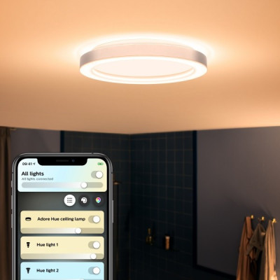 White Ambiance ADORE Plafonnier salle de bain 40W - Blanc (télécommande incluse) - Bluetooth