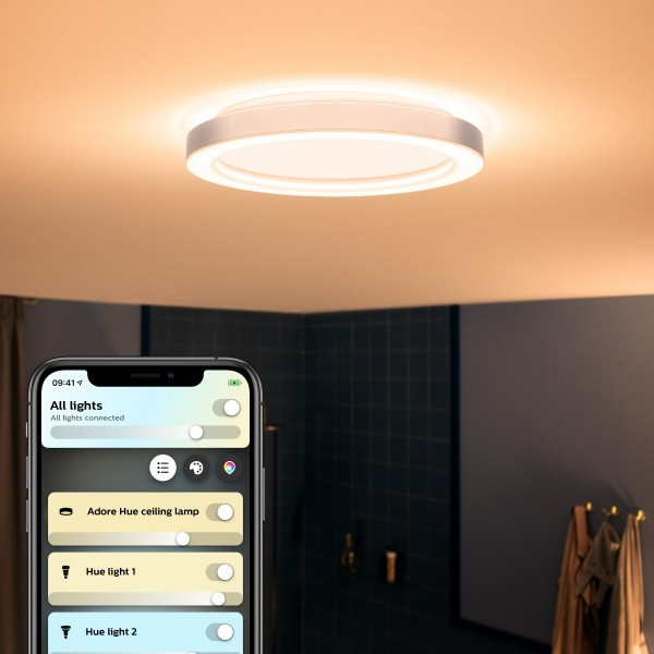 White Ambiance ADORE Plafonnier salle de bain 40W - Blanc (télécommande incluse) - Bluetooth