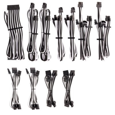 CORSAIR Premium Individually Sleeved PSU Cables Pro Kit – White/Black