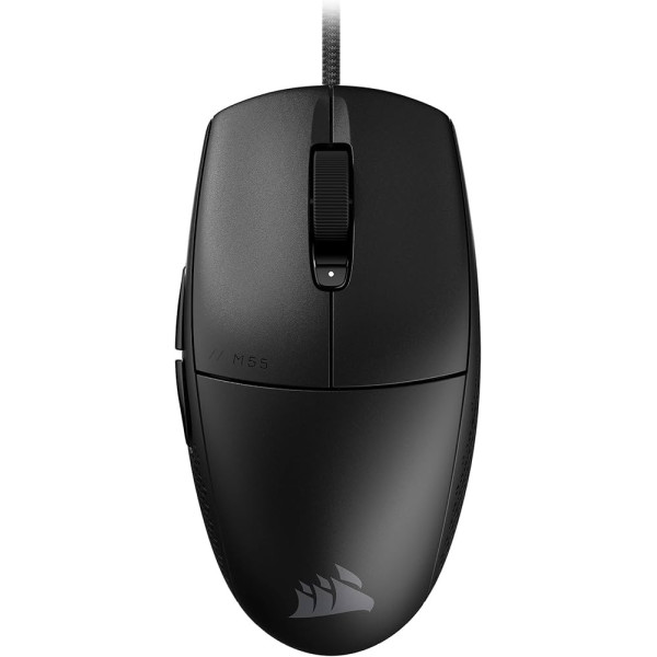 Corsair M55 Souris de Jeu FPS Légère et Filaire – 16 000 DPI – Six Boutons Programmables – Poignées Latérales Texturées – Noir