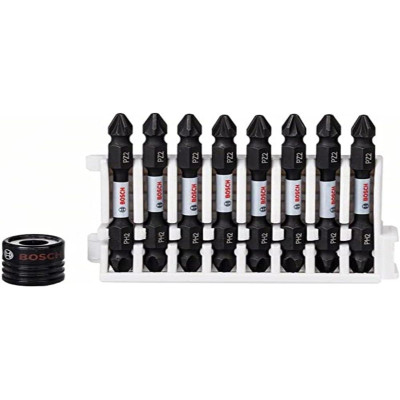 Bosch 2608522334 - Kit de 9 Embouts et Douille Visseuse Impact Control (8x PH2-PZ2 65mm, Pick and Click)