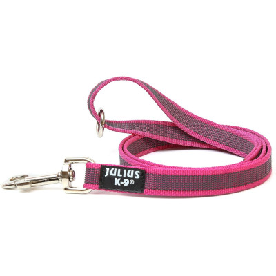 Laisse Julius-K9 216GM-PN-1,2HS Antidérapante - Rose-Gris - 20mm x 1,2m