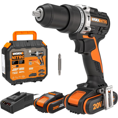 WORX NITRO Perceuse à Percussion sans Fil 20V WX352 - 60Nm, 2 Batteries, Moteur Brushless