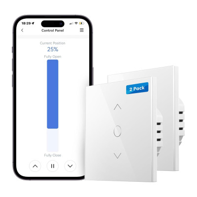 Lot de 4 Interrupteurs Volet Roulant Meross - HomeKit, Alexa, Google Home - Commande Vocale & à Distance (Fil Neutre Requis) Lot de 4 Interrupteurs Volet Roulant Meross - HomeKit, Alexa, Google Home - Commande Vocale & à Distance (Fil Neutre Requis)