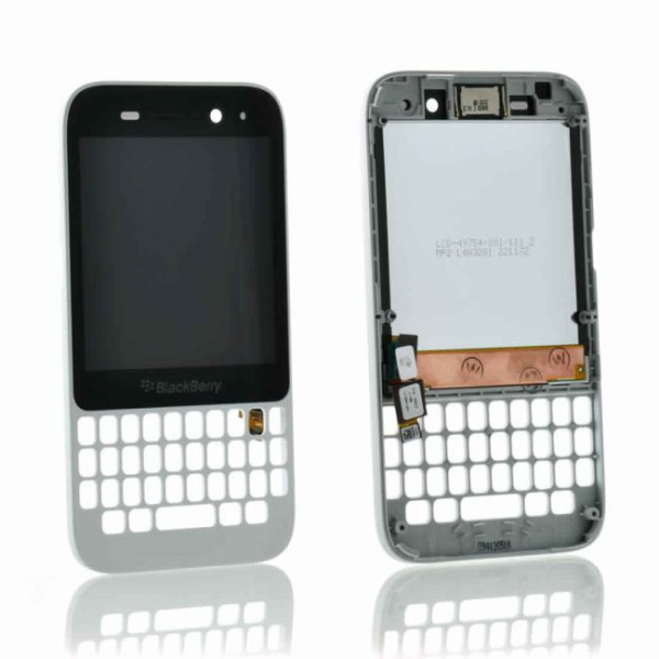 Ecran LCD vitre tactile et cache clavier BlackBerry Q5 Blanc