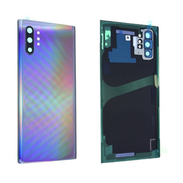 Vitre arrière avec vitre cache caméra sans logo Samsung Galaxy Note 10+ (N975F) / 5G Argent Aura Glow