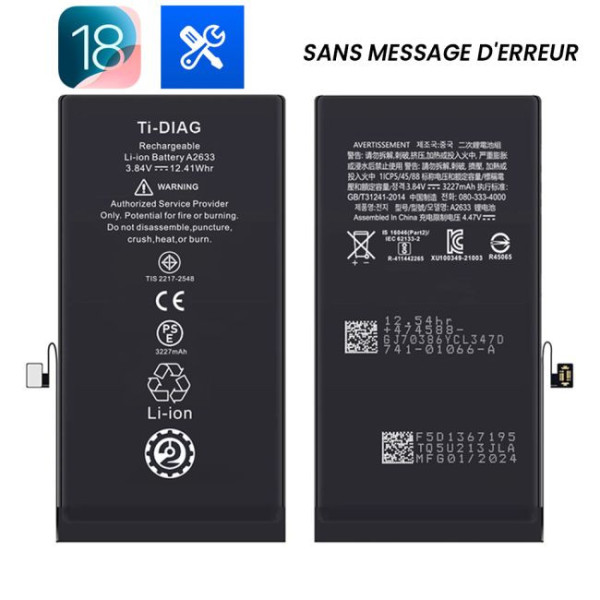 Batterie iPhone 13 (Sans message d'erreur) Original Ti-DIAG