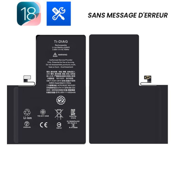 Batterie iPhone 13 Pro Max (Sans message d'erreur) Original Ti-DIAG