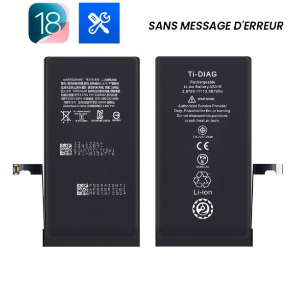 Batterie iPhone 15 (Sans message d'erreur) Original Ti-DIAG