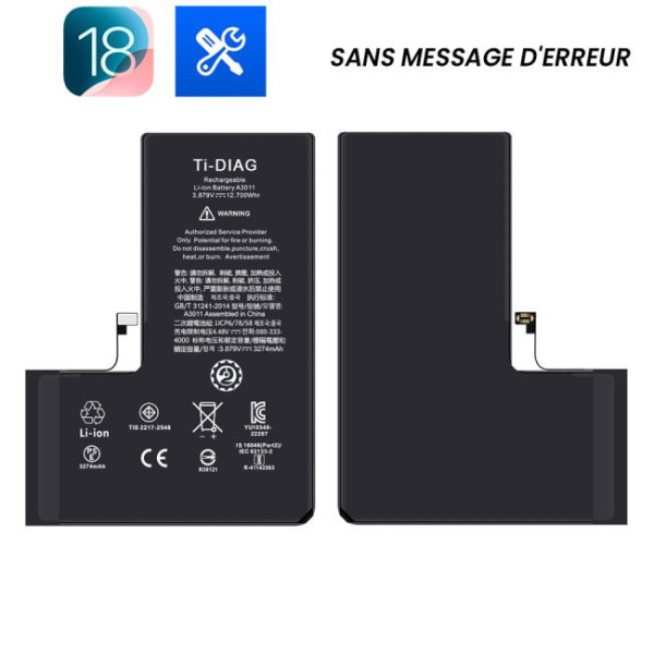 Batterie iPhone 15 Pro (Sans message d'erreur) Original Ti-DIAG